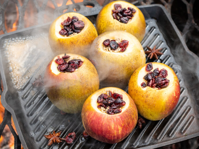 Breakfast Cinnamon-Baked Apples with Star Anise, Cranberries, and Sunflower Seeds